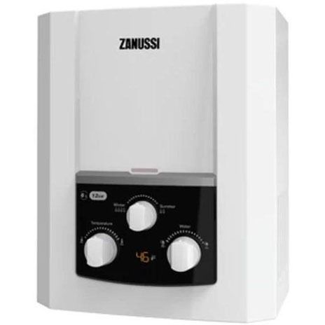 Zanussi Digital Gas Water Heater With Adaptor, 6 Liter, White - 945105567 Zanussi Digital Gas Water Heater With Adaptor, 6 Liter, White - 945105567